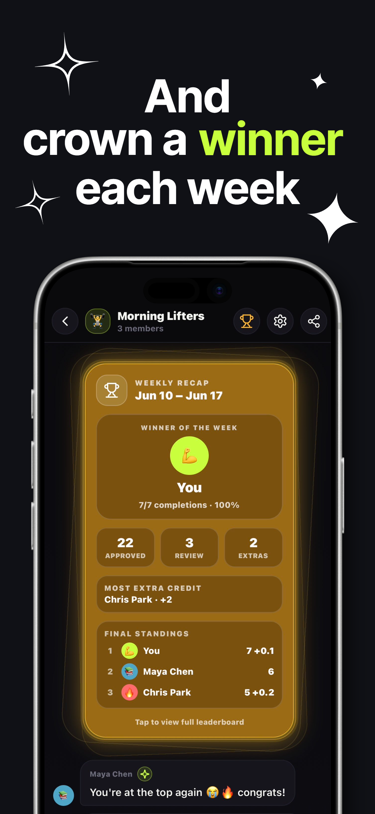 Pact app screenshot showing the home dashboard